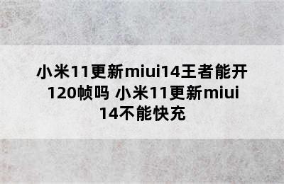 小米11更新miui14王者能开120帧吗 小米11更新miui14不能快充